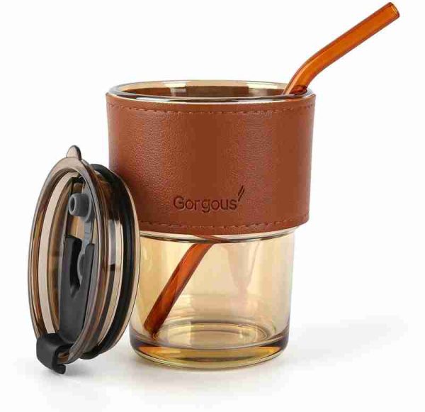 Coffee Cup Glass Mug With Lid And Straw | Water Bottle Cup Style