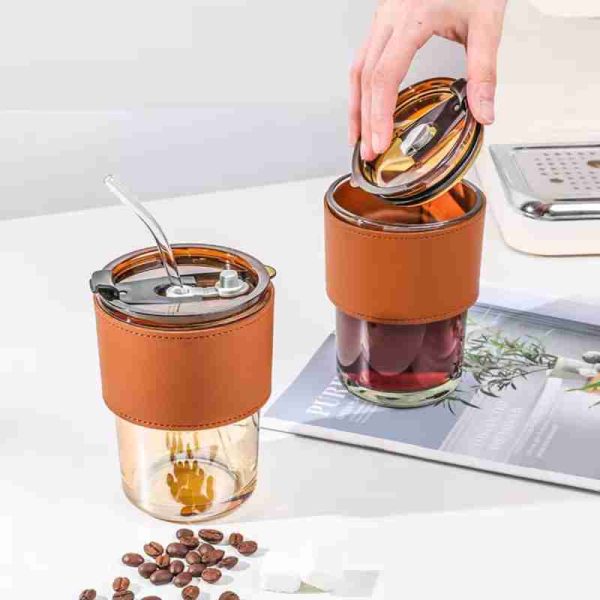 Coffee Cup Glass Mug With Lid And Straw | Water Bottle Cup Style