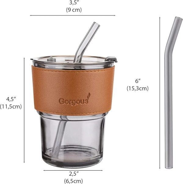 Coffee Cup Glass Mug With Lid And Straw | Water Bottle Cup Style